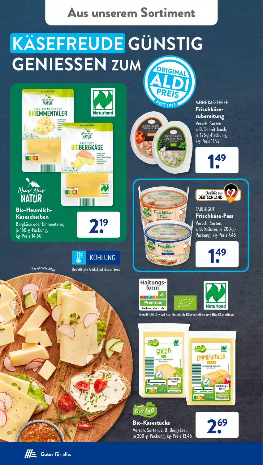 Aktueller Prospekt AldiSud - NÄCHSTE WOCHE - von 29.01 bis 03.02.2024 - strona 33 - produkty: Bergkäse, bio, Bio-Käse, eis, frischkäse, Heu, heumilch, Käse, käsescheiben, käsetheke, kräuter, milch, reis, schnittlauch, Ti