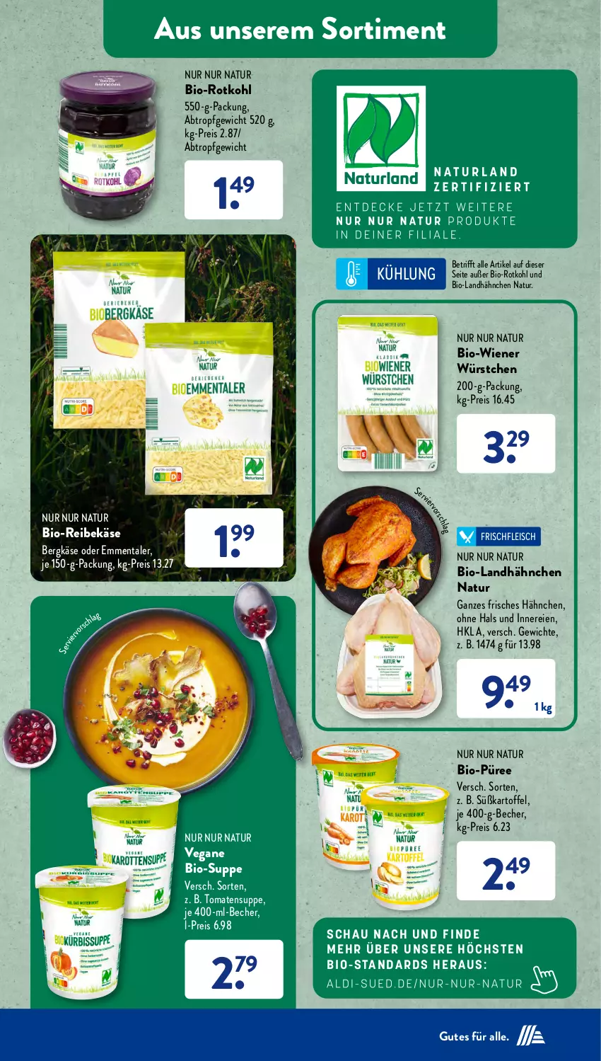 Aktueller Prospekt AldiSud - NÄCHSTE WOCHE - von 29.01 bis 03.02.2024 - strona 38 - produkty: Becher, Bergkäse, bio, eis, emmentaler, fleisch, kartoffel, Käse, natur, püree, Reibekäse, reis, rotkohl, suppe, Ti, tomate, tomaten, Tomatensuppe, wiener, wiener würstchen, würstchen