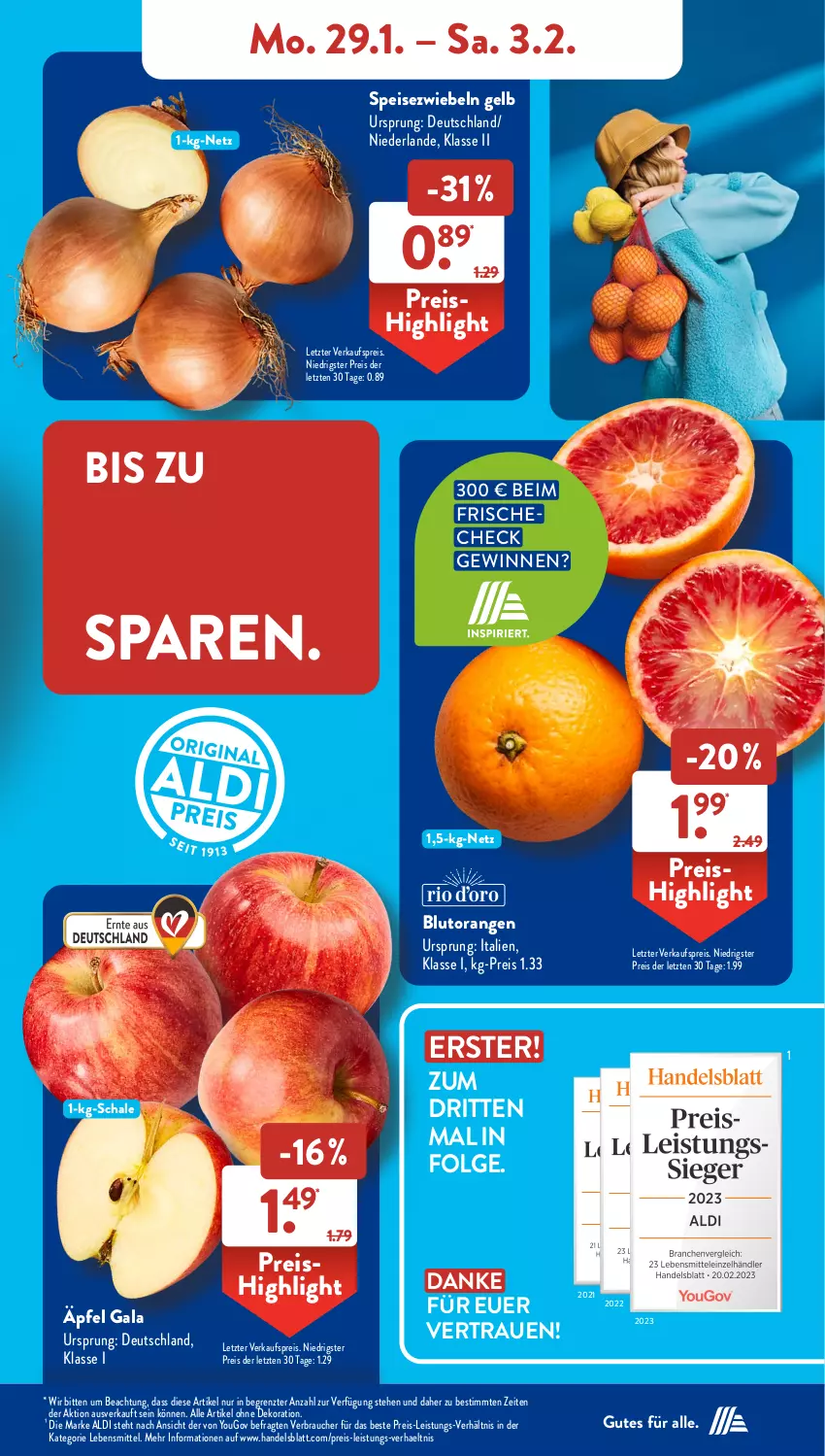 Aktueller Prospekt AldiSud - NÄCHSTE WOCHE - von 29.01 bis 03.02.2024 - strona 5 - produkty: aldi, alle artikel ohne dekoration, Blutorange, dekoration, eis, lebensmittel, LG, orange, orangen, Rauch, reis, Schal, Schale, Speisezwiebeln, Ti, Yo, ZTE, zwiebel, zwiebeln