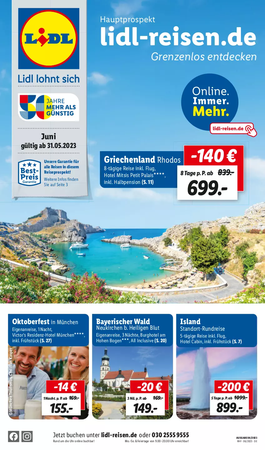 Aktueller Prospekt Lidl - Monatliche Reise-Highlights - von 31.05 bis 30.06.2023 - strona 1 - produkty: buch, decke, eier, eis, reis, Ti, uhr