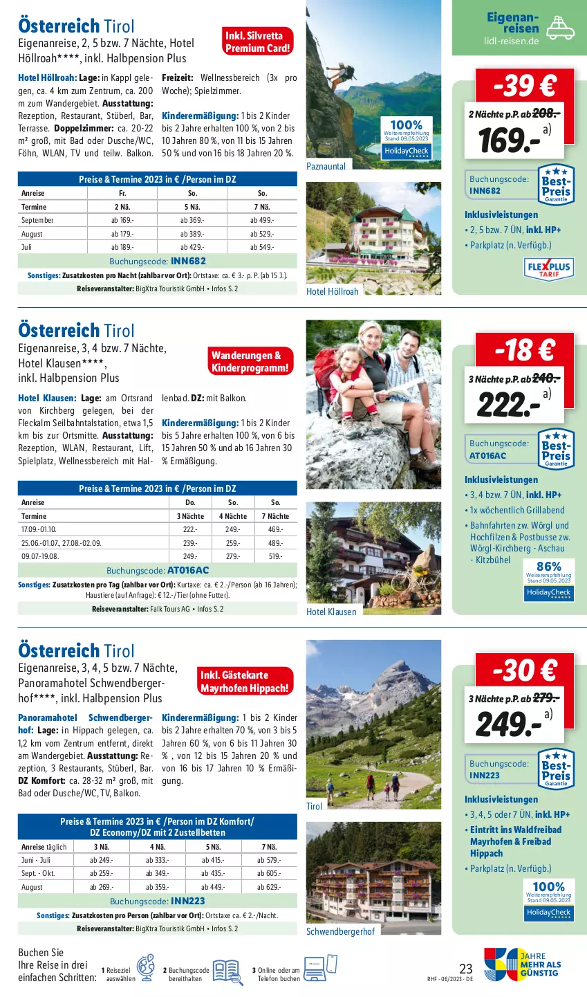 Aktueller Prospekt Lidl - Monatliche Reise-Highlights - von 31.05 bis 30.06.2023 - strona 23 - produkty: aust, axe, Bad, Berger, bett, Betten, buch, dusche, eis, grill, hipp, HP, inklusivleistungen, Kinder, kurtaxe, Ofen, rama, reis, reiseveranstalter, rezept, rum, Stier, telefon, Ti, Tiere, wellnessbereich