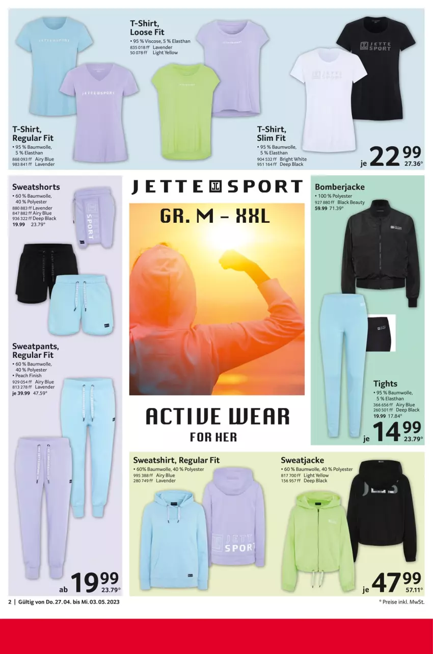 Aktueller Prospekt Selgros - Nonfood - von 27.04 bis 03.05.2023 - strona 2 - produkty: Bau, baumwolle, eis, Finish, Jacke, lack, Loose, Pants, reis, shirt, shorts, Sport, sweatjacke, Sweatshirt, sweatshorts, T-Shirt, Ti, wolle