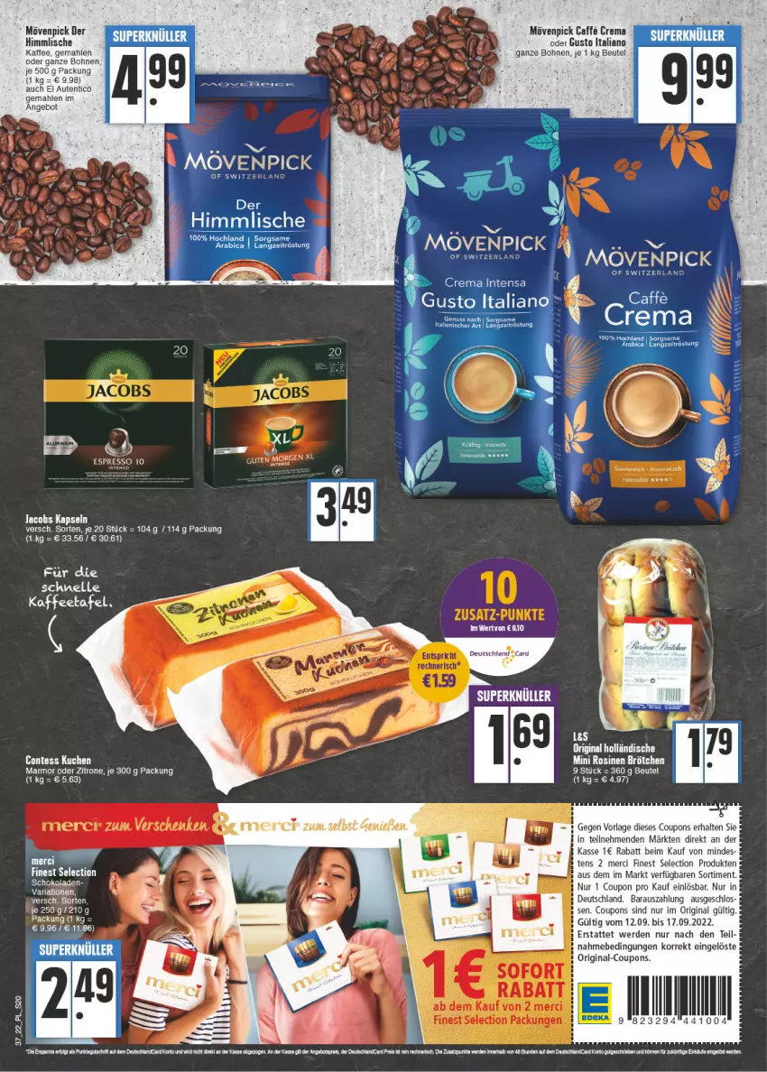 Aktueller Prospekt E Center - Angebote der Woche - von 12.09 bis 17.09.2022 - strona 20 - produkty: angebot, beutel, bohne, bohnen, brötchen, caffe, coupon, coupons, elle, ente, erde, gin, jacobs, kaffee, kuchen, merci, mövenpick, tee, Ti, zitrone