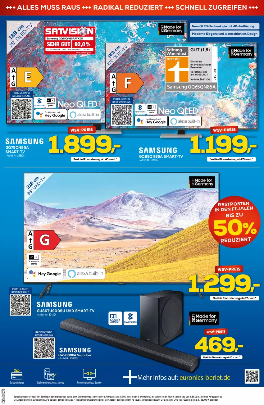 Aktueller Prospekt Berlet - Achtung!  - von 19.02 bis 25.02.2022 - strona 3 - produkty: angebot, Bad, Bank, eis, elle, fernseher, gutschein, Mode, qled, reifen, reis, ring, Samsung, soundbar, Ti, uhd, Zelt