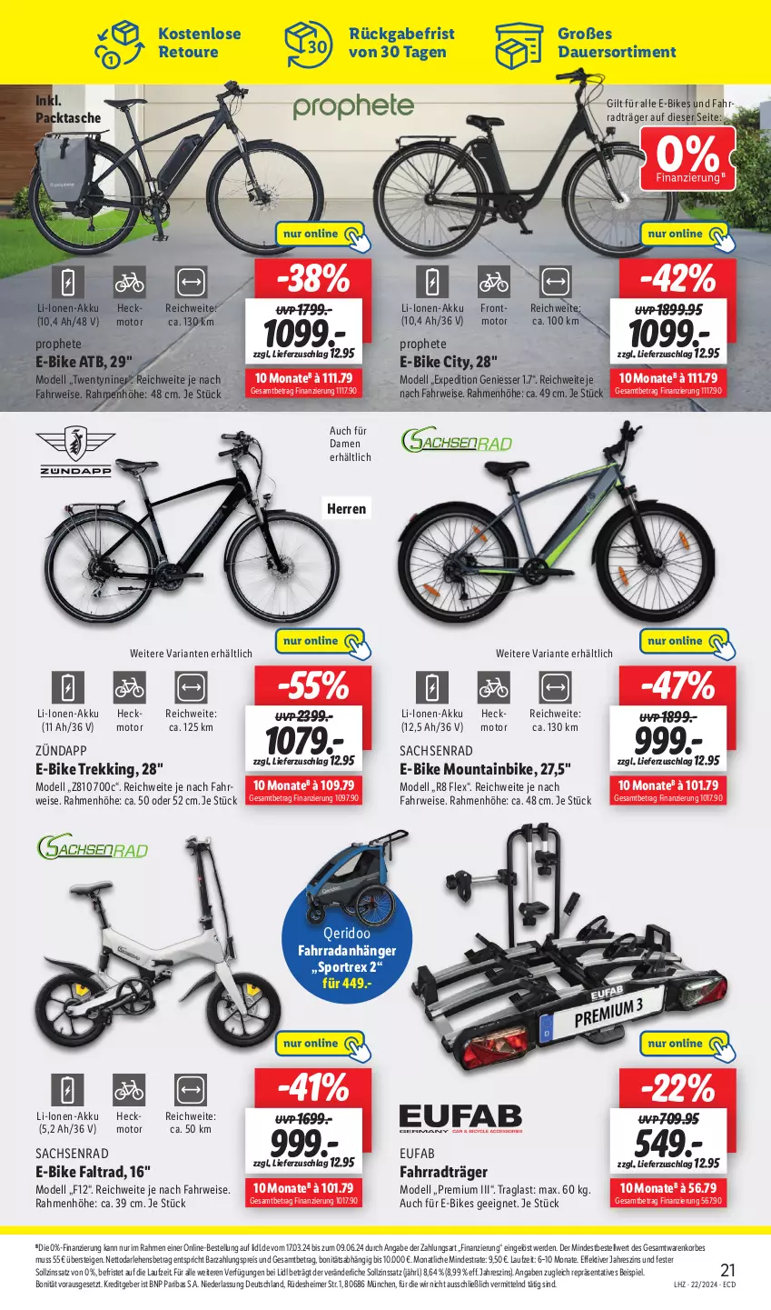 Aktueller Prospekt Lidl - Aktionsprospekt - von 27.05 bis 01.06.2024 - strona 27 - produkty: akku, Anhänger, auer, dell, E-Bike, eimer, eis, erde, eufab, Fahrrad, korb, Mode, Mountainbike, prophete, reis, Ria, rwe, sac, Sport, Tasche, Ti