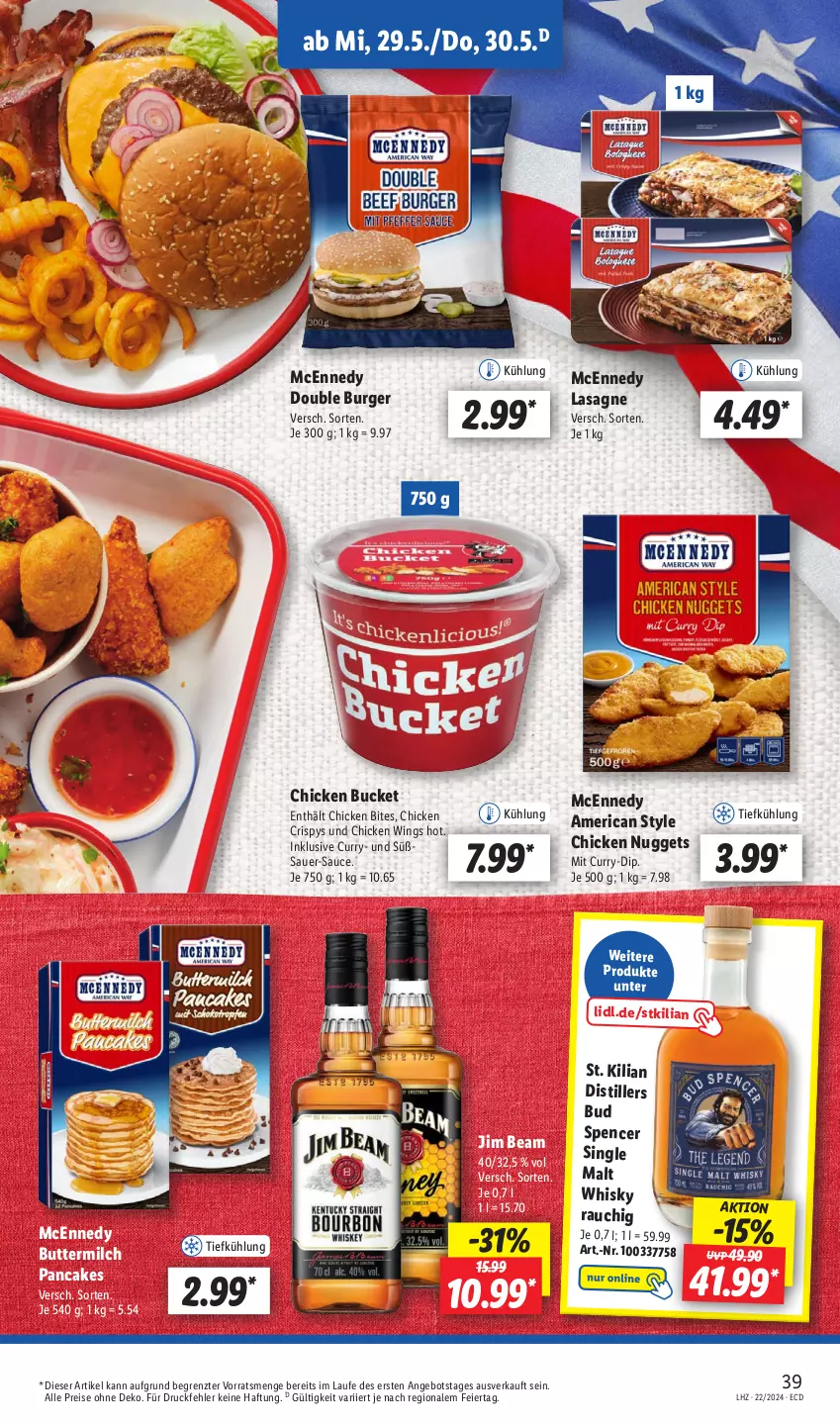 Aktueller Prospekt Lidl - Aktionsprospekt - von 27.05 bis 01.06.2024 - strona 47 - produkty: angebot, auer, bites, burger, butter, buttermilch, chicken nuggets, chicken wings, curry, dip, eier, eis, jim beam, lasagne, mcennedy, milch, nuggets, Rauch, reis, sauce, single malt, Ti, whisky, ZTE