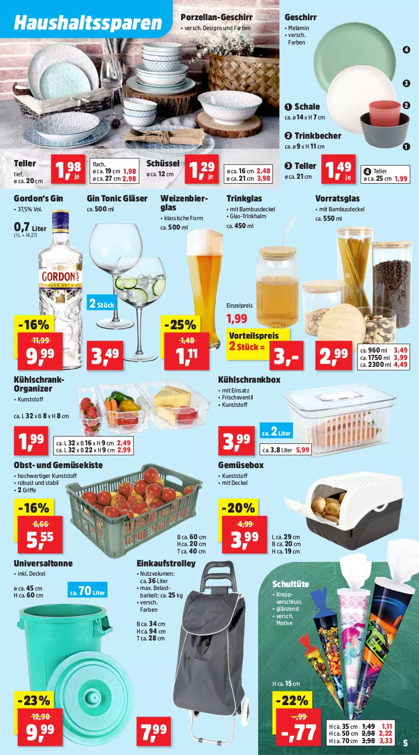 Aktueller Prospekt Thomas Philipps - von 28.07 bis 02.08.2025 - strona 5 - produkty: bambus, Becher, bier, decke, Deckel, eis, elle, geschirr, gin, Gläser, gordon, kühlschrank, obst, reis, Schal, Schale, Schrank, schüssel, teller, Ti, tonic, trinkbecher, trinkglas, trolley, Tüte, und gemüse, vorteilspreis