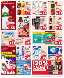 Gazetka promocyjna Kaufland - Prospekt - Gazetka - ważna od 20.12 do 20.12.2023 - strona 6 - produkty: alkohol, Alwa, amecke, angebot, apfel, apfelsaft, aqua, ariel, coca-cola, cola, Colorationen, colorwaschmittel, decke, Deckel, deo, deo spray, direktsaft, eis, elle, erfrischungsgetränk, felix, feuchtes toilettenpapier, flasche, frucht, fruchtsaft, fruchtsaftgetränk, getränk, gin, ginger, hakle, jack daniel, jack daniel's, Kollagen, küche, Küchen, Kuschelweich, lemonade, mac, mineralwasser, Mixgetränk, natur, natürliches mineralwasser, pampers, Pants, papier, Pods, rel, roll-on, Roller, saft, shampoo, sirup, Ti, toilettenpapier, vita, Vitamine, volvic, waschmittel, wasser, weichspüler, whiskey, windeln, windeln oder pants, Yo, zewa, ZTE