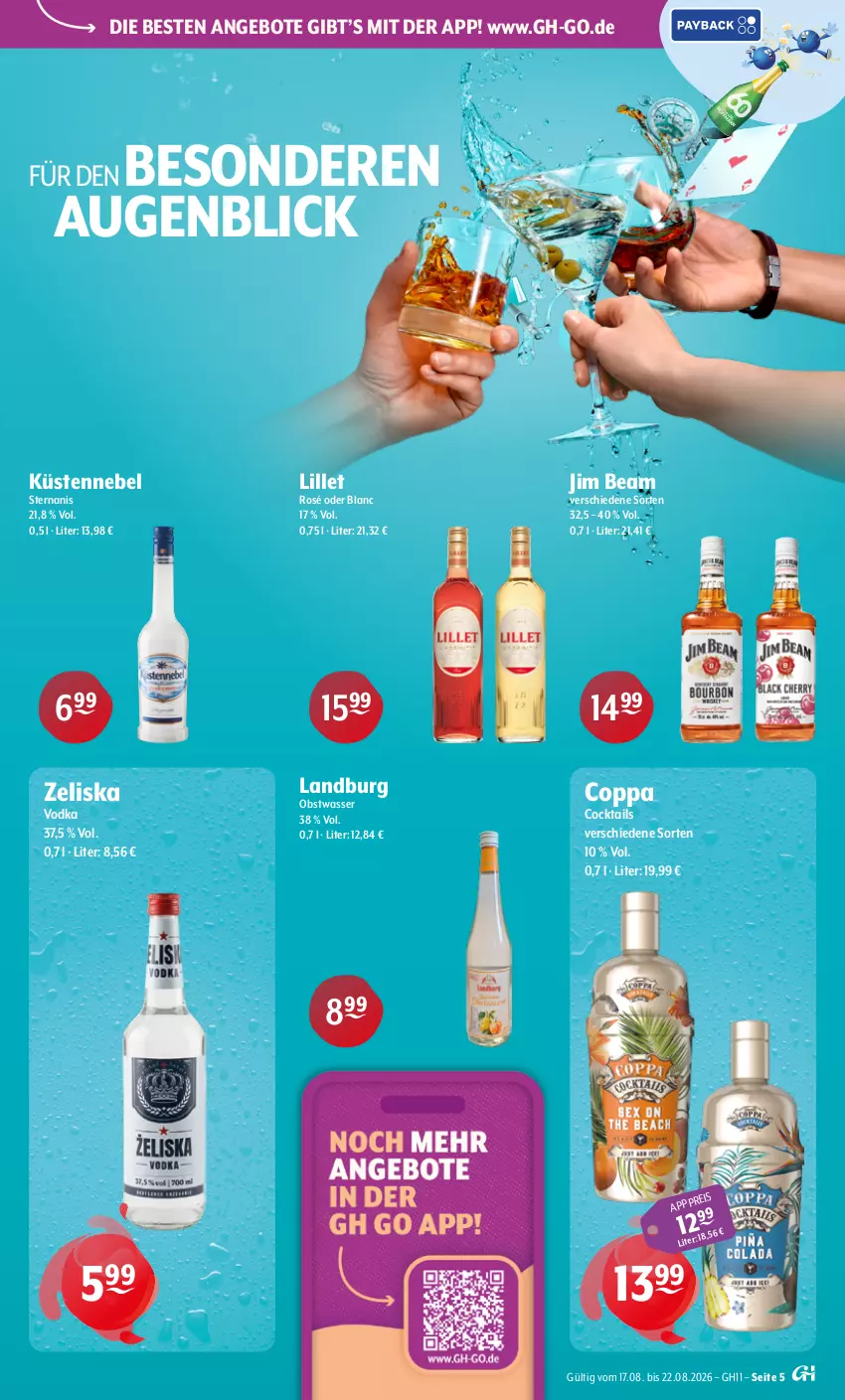 Aktueller Prospekt Getraenke Hoffmann - Prospekte - von 17.08 bis 22.08.2026 - strona 5 - produkty: angebot, angebote, cocktail, cocktails, eis, jim beam, lillet, obst, Ti, vodka, wasser