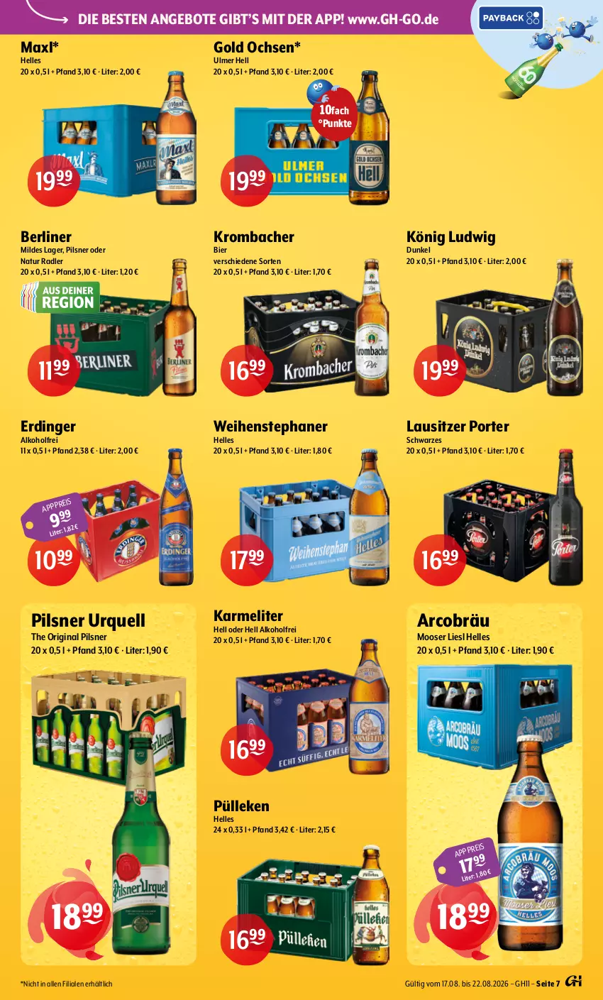 Aktueller Prospekt Getraenke Hoffmann - Prospekte - von 17.08 bis 22.08.2026 - strona 7 - produkty: alkohol, angebot, angebote, berliner, bier, eis, elle, erdinger, gin, krombache, krombacher, natur, natur radler, pils, pilsner, pilsner urquell, radler, Ti, weihenstephan