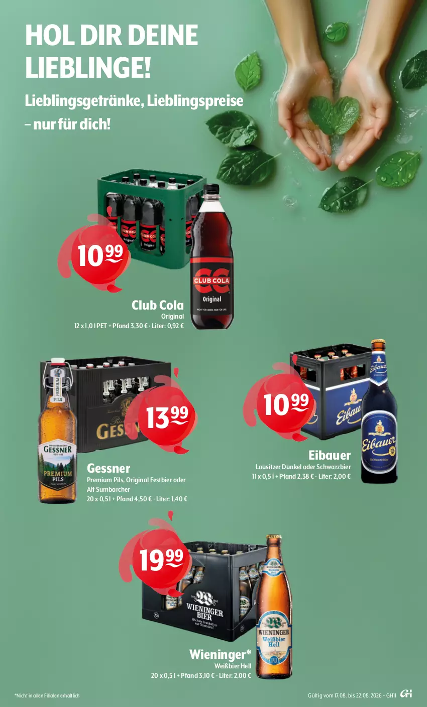Aktueller Prospekt Getraenke Hoffmann - Prospekte - von 17.08 bis 22.08.2026 - strona 9 - produkty: auer, Bau, Bauer, bier, cola, eis, Gessner, getränk, getränke, gin, pils, premium pils, reis, Ti