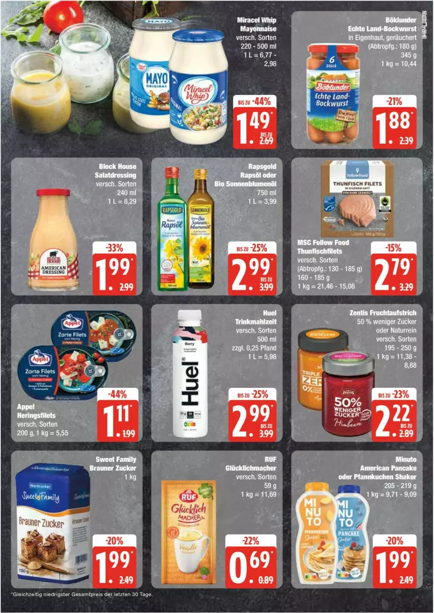 Aktueller Prospekt Edeka - Prospekte - von 14.10 bis 19.10.2024 - strona 15 - produkty: aufstrich, bockwurst, böklunder, braun, eier, frucht, fruchtaufstrich, mac, mayonnaise, natur, Ti, wurst, Yo, zentis, zucker