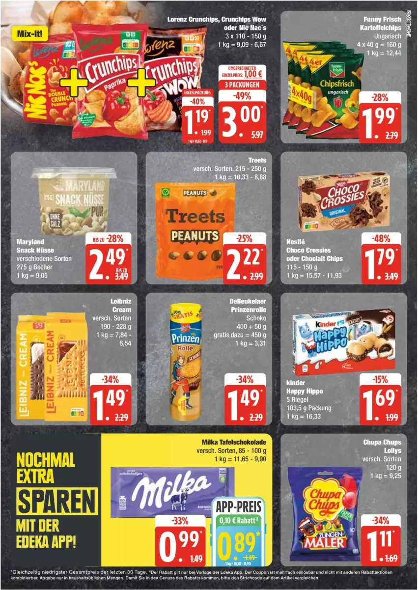 Aktueller Prospekt Edeka - Prospekte - von 14.10 bis 19.10.2024 - strona 17 - produkty: chips, coupon, crunchips, debeukelaer, deka, leibniz, lorenz, lorenz crunchips, milka, nuss, prinzenrolle, schoko, schokolade, tafelschokolade, tee, Ti