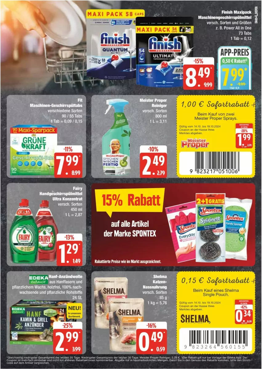 Aktueller Prospekt Edeka - Prospekte - von 14.10 bis 19.10.2024 - strona 21 - produkty: eis, fairy, Finish, geschirr, geschirrspülmittel, Holz, Meister, meister proper, sofortrabatt, spülmittel, Ti, wolle