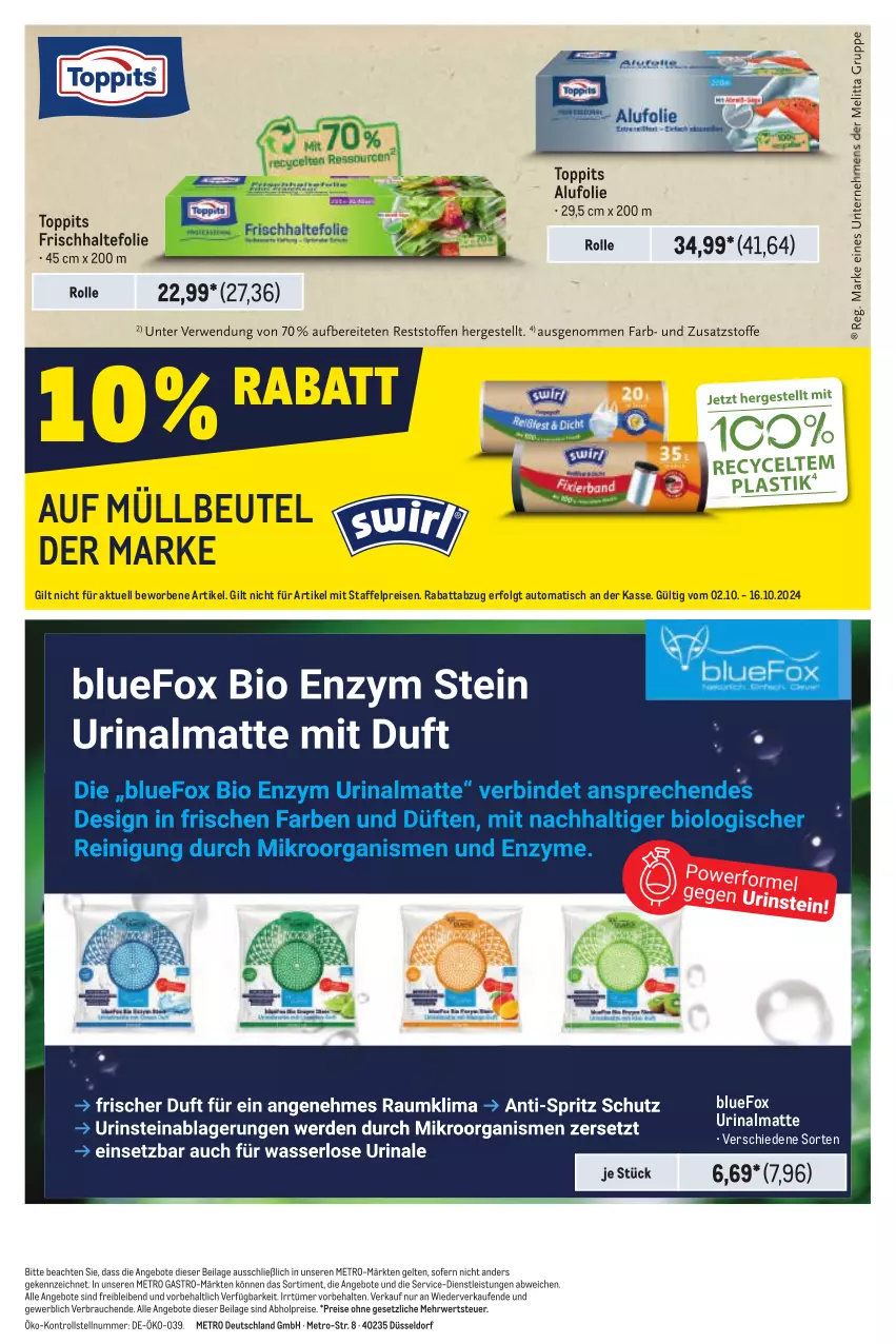 Aktueller Prospekt Metro - Starke Marken Profi - von 02.10 bis 16.10.2024 - strona 5 - produkty: abholpreise, angebot, angebote, auto, beutel, eis, frischhaltefolie, ilag, LG, Metro, metro gastro, müllbeutel, Rauch, reis, rwe, Ti, tisch, toppits, Urinal