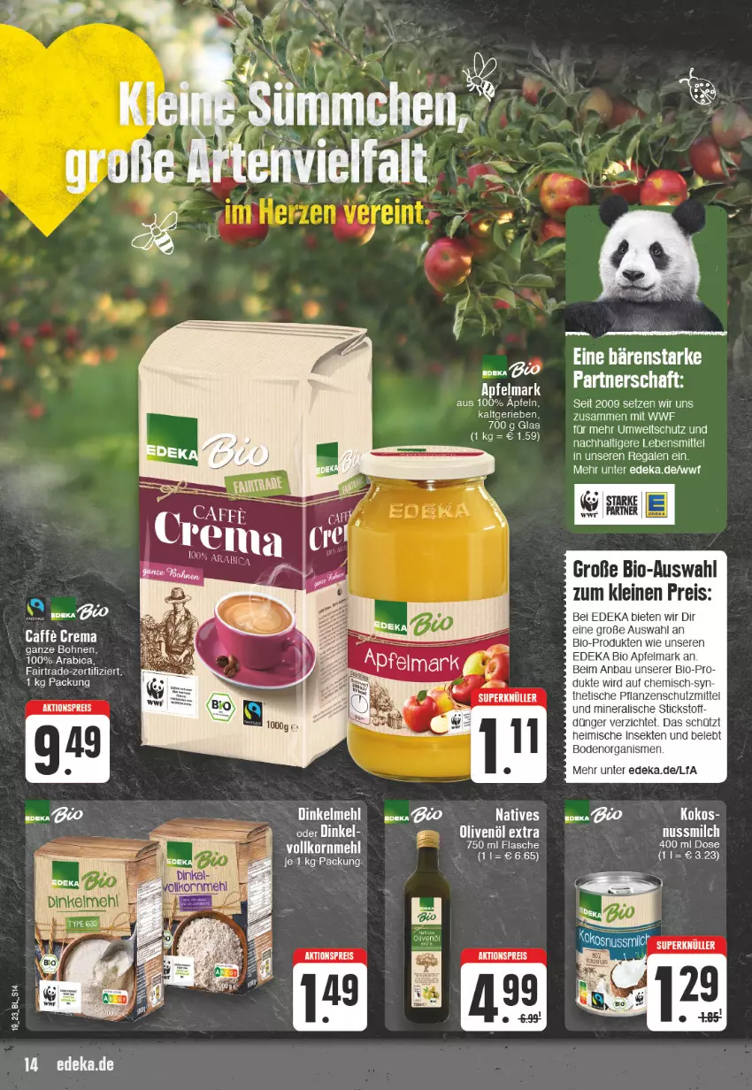 Aktueller Prospekt Edeka - Angebote der Woche - von 08.05 bis 13.05.2023 - strona 14 - produkty: aktionspreis, apfel, Bau, bio, bohne, bohnen, caffe, deka, dünger, edeka bio, eis, elle, flasche, lebensmittel, leine, pflanze, pflanzen, reis, sekt, Ti, tisch