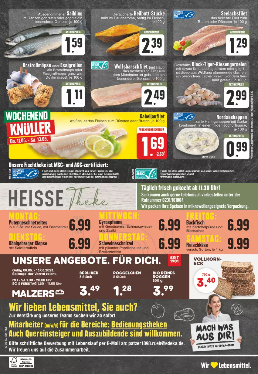 Aktueller Prospekt Edeka - Angebote der Woche - von 08.05 bis 13.05.2023 - strona 24 - produkty: aktionspreis, berliner, bio, braten, deka, eier, eis, elle, ente, essig, filet, fisch, fische, Fischer, fleisch, garnelen, grill, gurke, hering, Herings, Heringshappen, joghur, joghurt, kabeljaufilet, knoblauch, lachs, lachsfilet, lack, lebensmittel, LG, malz, mikrowelle, Nordsee, nuss, papier, Rauch, reis, riesengarnelen, ring, saft, Saibling, sauce, Schere, seelachsfilet, telefon, Ti, uhr, Wels, Wild, ZTE