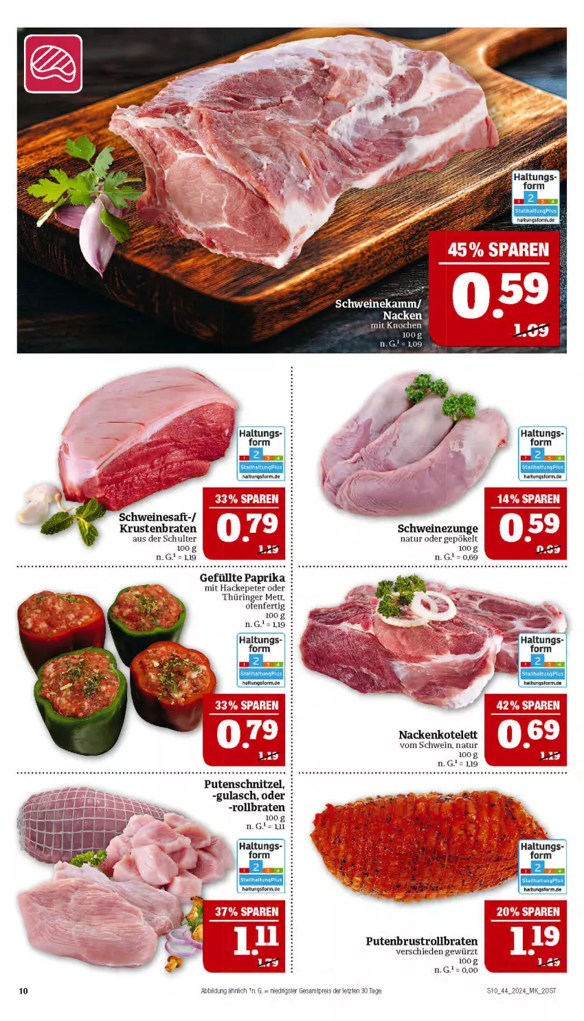 Aktueller Prospekt Marktkauf - Prospekt - von 27.10 bis 02.11.2024 - strona 10 - produkty: braten, eis, gelee, gewürz, gulasch, kotelett, krustenbraten, Mett, natur, Ofen, paprika, pute, putenbrust, putenschnitzel, reis, ring, rollbraten, saft, schnitzel, schwein, schweine, Schweinezunge, Ti, wein, weine, ZTE