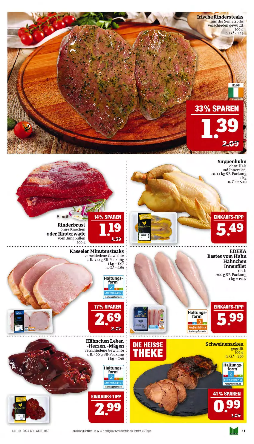 Aktueller Prospekt Marktkauf - Prospekt - von 27.10 bis 02.11.2024 - strona 11 - produkty: deka, eis, filet, gewürz, grill, jungbullen, kasseler, minutensteaks, reis, rind, rinder, Rindersteak, schwein, schweine, schweinenacken, steak, steaks, suppe, suppen, Suppenhuhn, wein, weine, ZTE