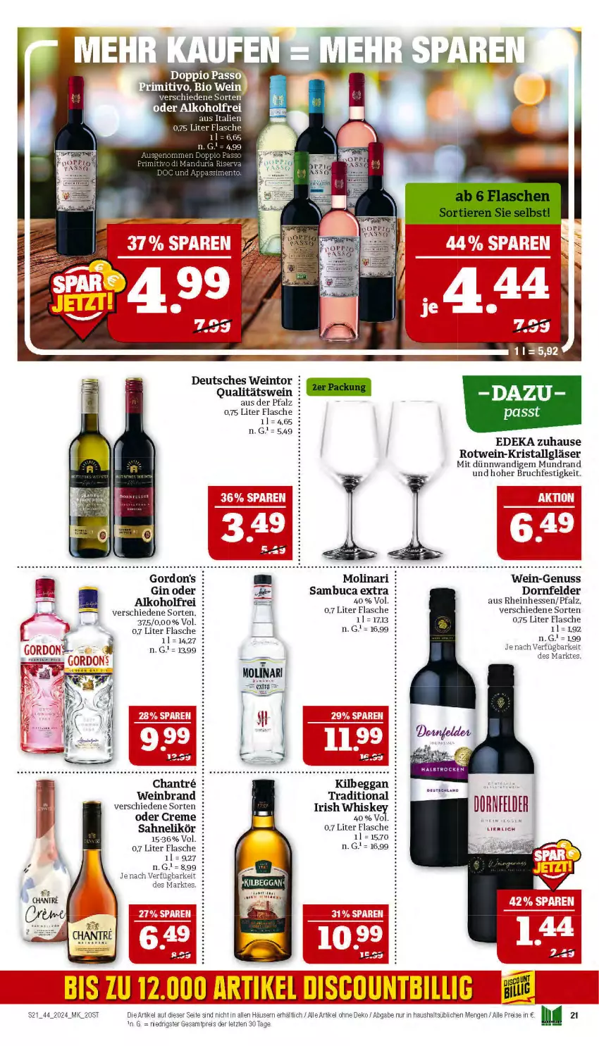 Aktueller Prospekt Marktkauf - Prospekt - von 27.10 bis 02.11.2024 - strona 21 - produkty: alkohol, creme, deka, dornfelder, eis, flasche, gin, Gläser, gordon, irish whiskey, kilbeggan, LG, likör, Molinari, nuss, qualitätswein, reis, rotwein, sahne, sambuca, Ti, wein, weinbrand, whiskey, ZTE