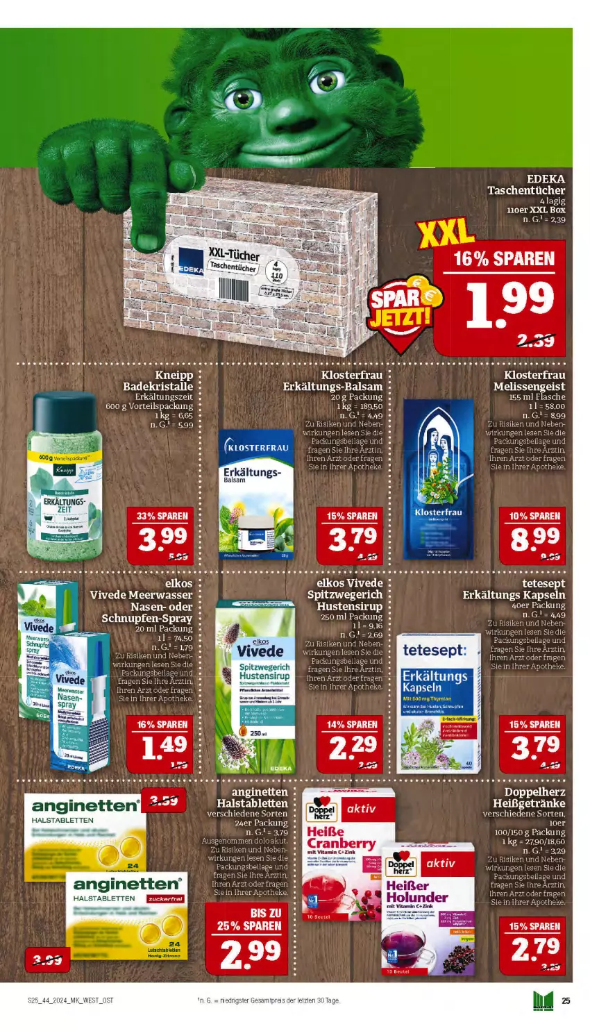 Aktueller Prospekt Marktkauf - Prospekt - von 27.10 bis 02.11.2024 - strona 25 - produkty: Apotheke, balsam, bio, deka, doppelherz, eis, elkos, Erkältungs, flasche, getränk, getränke, gin, holunder, ilag, LG, reis, sirup, tablet, tablett, Tablette, Tasche, taschen, taschentücher, tee, Ti, tücher, ZTE