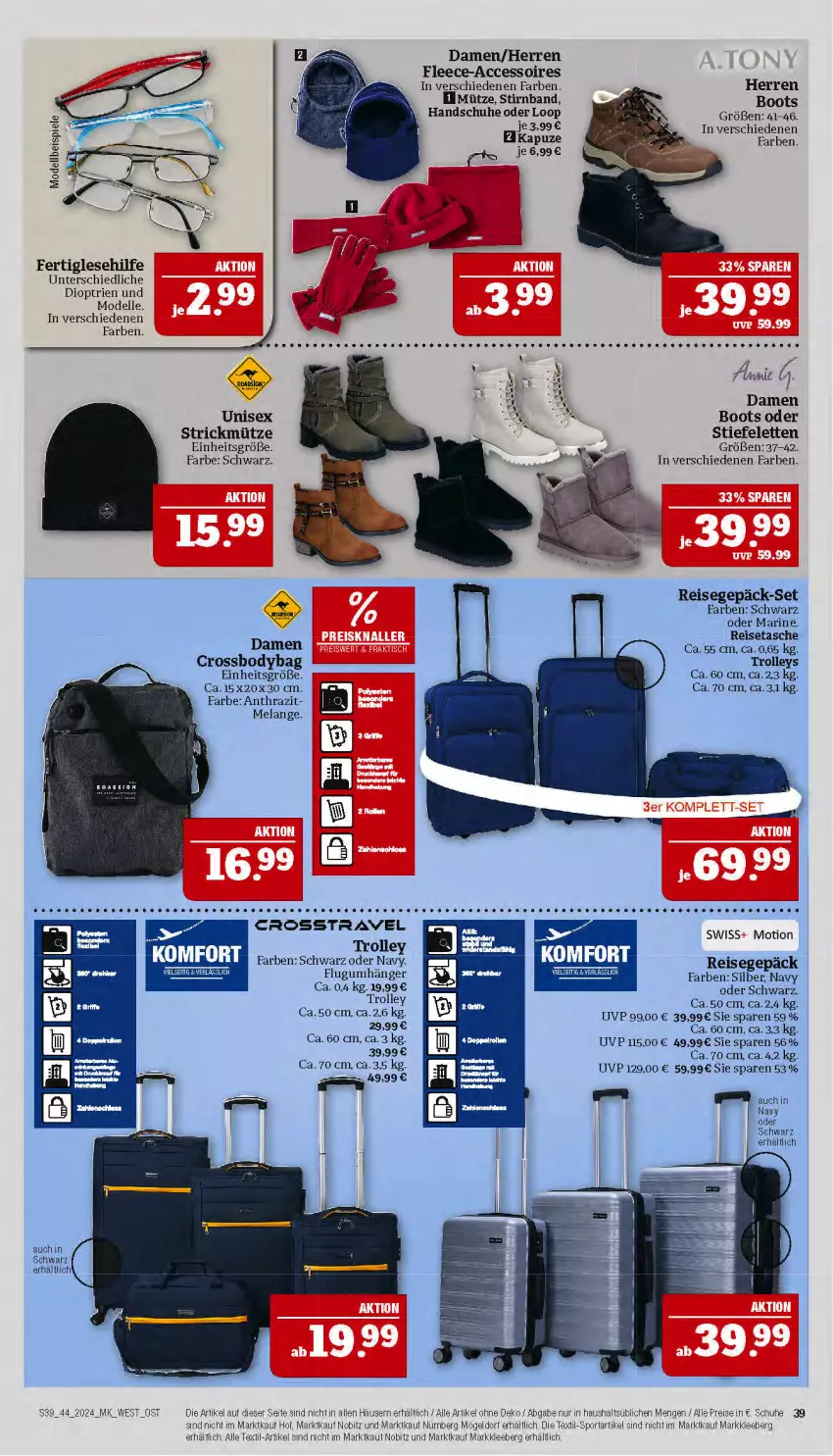 Aktueller Prospekt Marktkauf - Prospekt - von 27.10 bis 02.11.2024 - strona 39 - produkty: ACC, accessoires, body, dell, eis, Elan, elle, handschuhe, Mode, Mütze, reis, reisetasche, schuhe, Spiele, Sport, Stiefeletten, Tasche, Ti, trolley