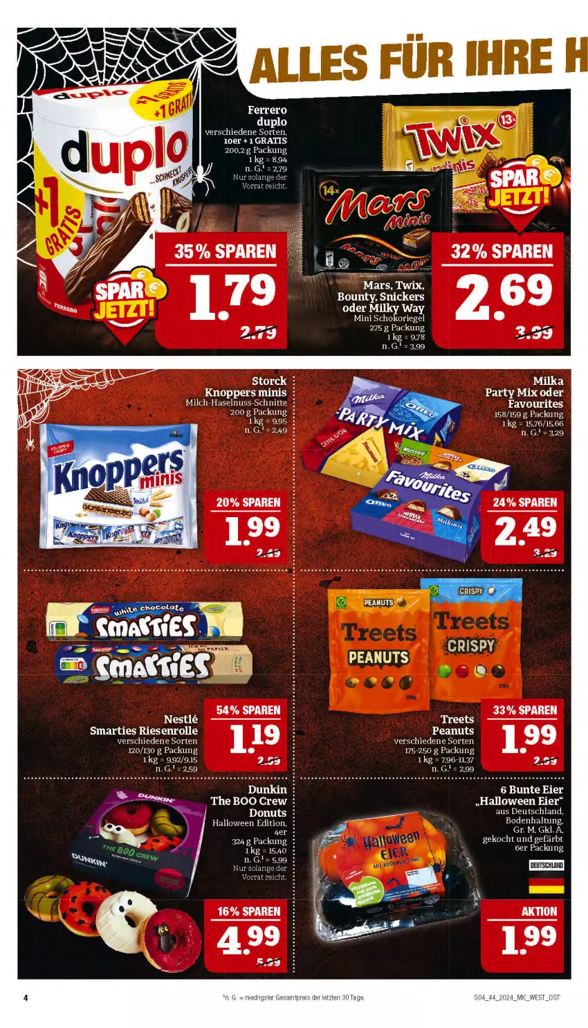 Aktueller Prospekt Marktkauf - Prospekt - von 27.10 bis 02.11.2024 - strona 4 - produkty: bounty, Donut, donuts, eier, haselnuss, knoppers, milch, milky way, nuss, riegel, schoko, schokoriegel, smarties, snickers, storck, Ti