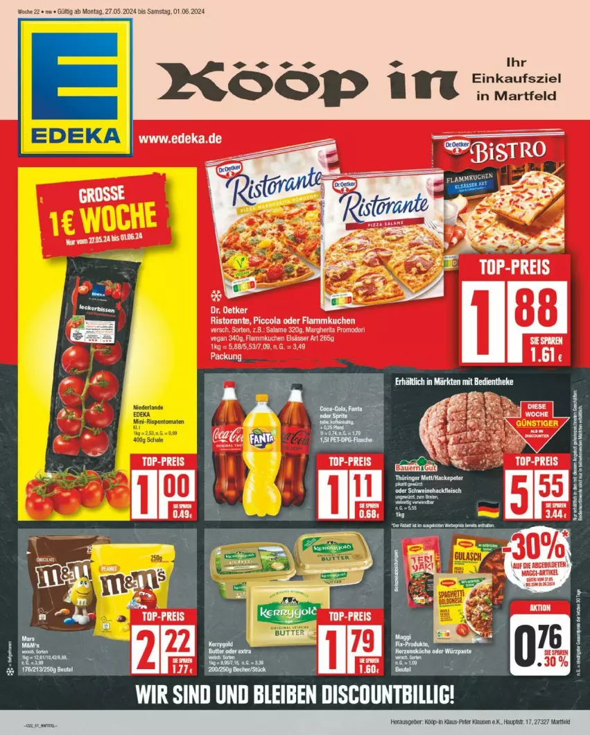 Aktueller Prospekt Edeka - Prospekte - von 27.05 bis 01.06.2024 - strona 1 - produkty: beutel, deka, mini-rispentomaten, rispentomaten, Schal, Schale, Ti, tomate, tomaten