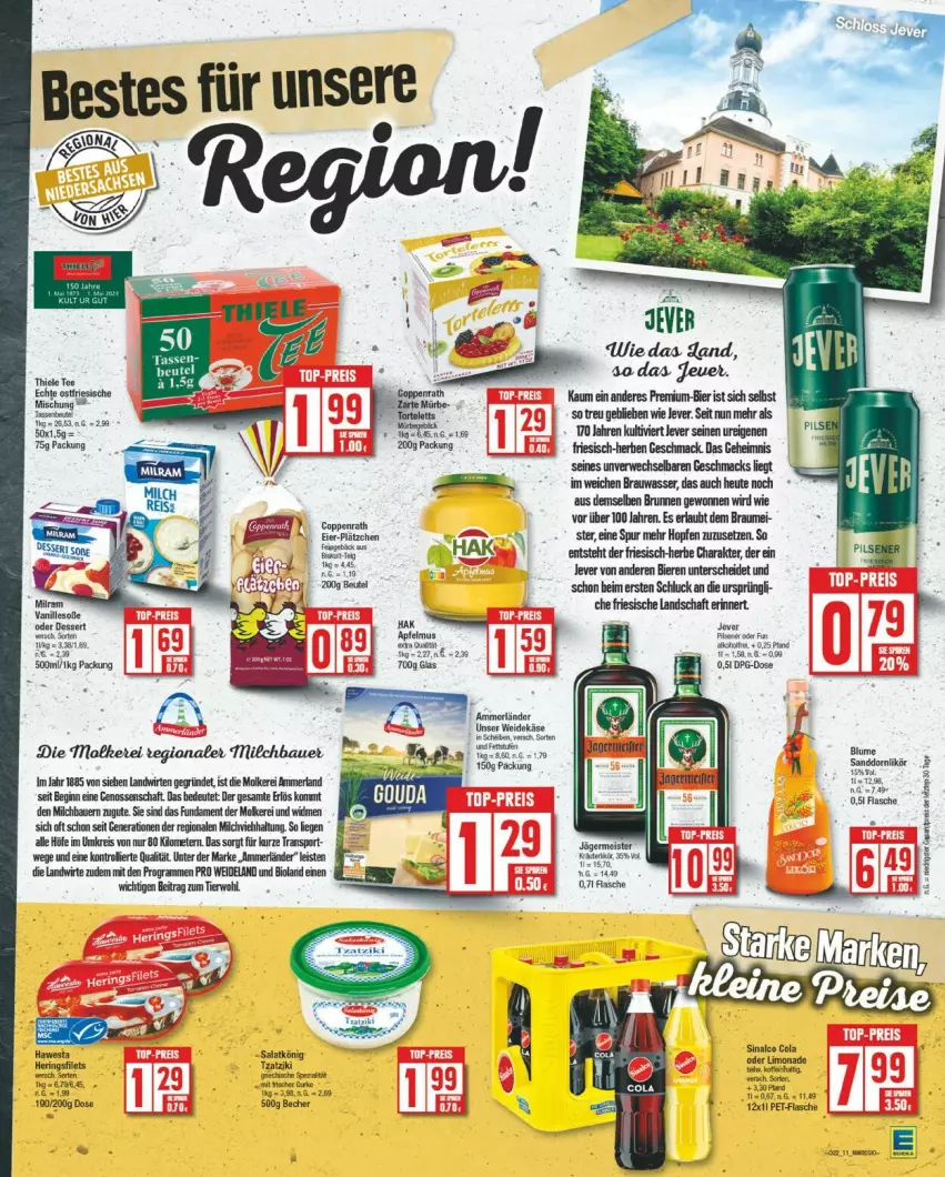 Aktueller Prospekt Edeka - Prospekte - von 27.05 bis 01.06.2024 - strona 11 - produkty: acer, ammerländer, auer, Bau, Bauer, bier, Biere, bio, bioland, brunnen, cola, dessert, eis, Elan, flasche, gin, Heu, jever, Käse, limo, limonade, mac, merl, Ofen, pet-flasche, reis, salat, sinalco, Sport, Ti, trolli, tzatziki, wasser