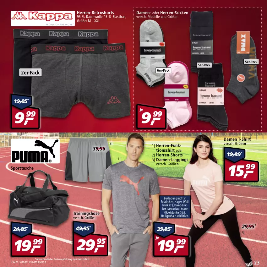 Aktueller Prospekt Real - von 23.05 bis 28.05.2022 - strona 23 - produkty: Bau, baumwolle, damen t-shirt, dell, eis, elle, funktionsshirt, gin, herren-shorts, herren-socken, hose, kleid, Kleidung, leggings, Mode, reis, retroshorts, shirt, shorts, socken, Sport, sporttasche, T-Shirt, Tasche, teller, Ti, Trainingshose, wolle