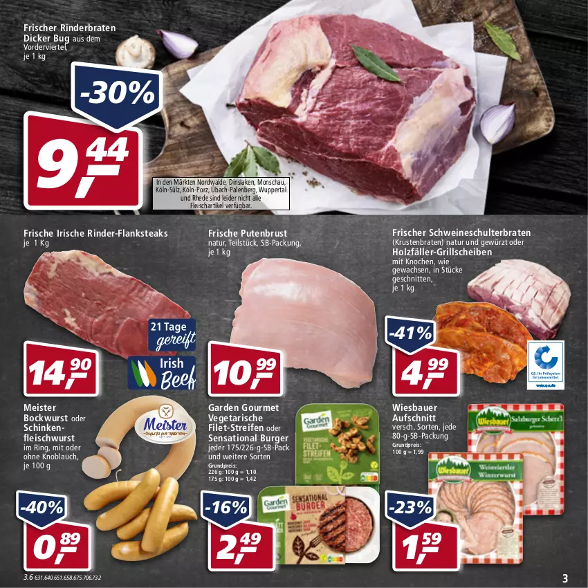 Aktueller Prospekt Real - von 23.05 bis 28.05.2022 - strona 3 - produkty: auer, aufschnitt, Bau, Bauer, bockwurst, braten, burger, eis, filet, Flanksteak, fleisch, fleischwurst, garden gourmet, gewürz, grill, Holz, knoblauch, krustenbraten, Meister, mit oder ohne knoblauch, natur, pute, putenbrust, reifen, reis, rind, rinder, rinderbraten, ring, schinken, schinkenfleischwurst, schnitten, schwein, schweine, steak, steaks, Ti, Vegeta, wein, weine, wiesbauer, wurst