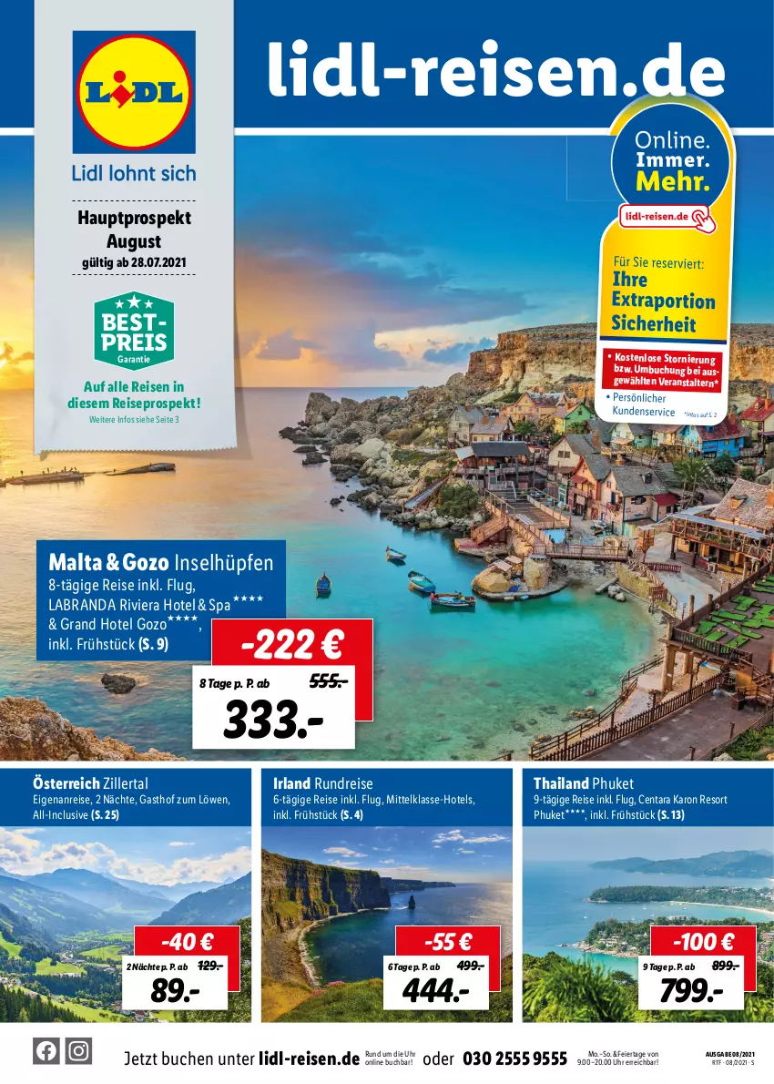 Aktueller Prospekt Lidl - Monatliche Reise-Highlights - von 28.07 bis 30.09.2021 - strona 1