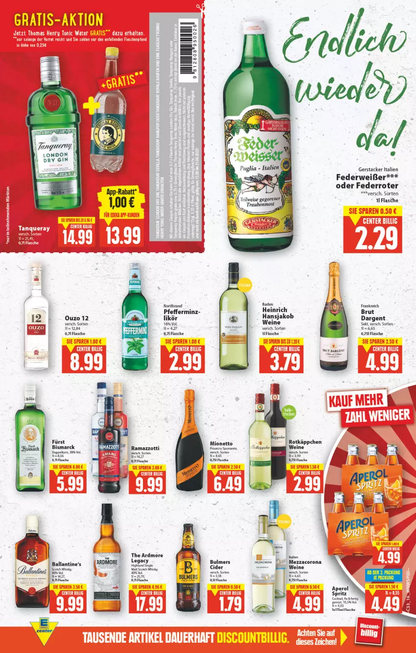 Aktueller Prospekt E Center - Angebote der Woche - von 15.08 bis 20.08.2022 - strona 11 - produkty: aperol, Bad, ball, bismarck, brut, cocktail, corona, doppelkorn, eis, flasche, korn, likör, mionetto, nordbrand, ouzo, ouzo 12, pfeffer, rama, ramazzott, ramazzotti, rotkäppchen, rwe, scotch, scotch whisky, sekt, Ti, wein, weine, whisky, zott