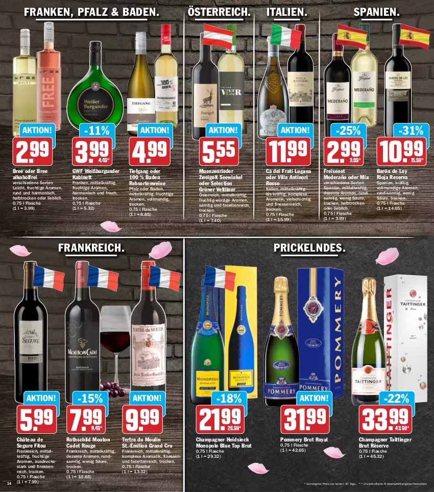 Aktueller Prospekt Aez - Prospekte - von 30.05 bis 04.06.2022 - strona 14 - produkty: alkohol, Bad, bree, brut, burgunder, champagne, champagner, eis, elle, ente, finesse, flasche, freixenet, frucht, grüner veltliner, kabinett, lion, rebsortenweine, reis, rioja, rouge, teller, Ti, wein, weine, Weißburgunder, ZTE, Zweigelt