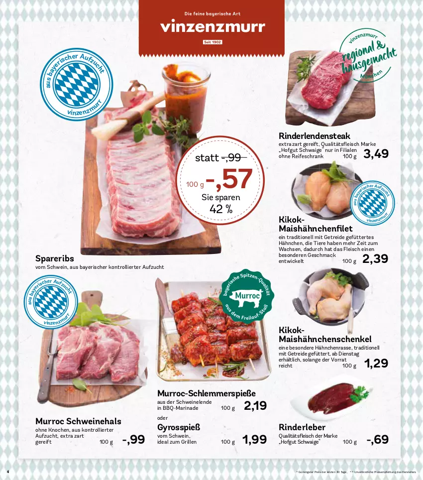 Aktueller Prospekt Aez - Prospekte - von 30.05 bis 04.06.2022 - strona 4 - produkty: eis, elle, fleisch, grill, gyros, hähnchenschenkel, henkel, hofgut, ideal zum grillen, mac, mais, marinade, reis, rind, rinder, Rinderleber, schenkel, Schrank, schwein, schweine, spareribs, steak, teller, Ti, Tiere, trolli, wein, weine, WICK, ZTE