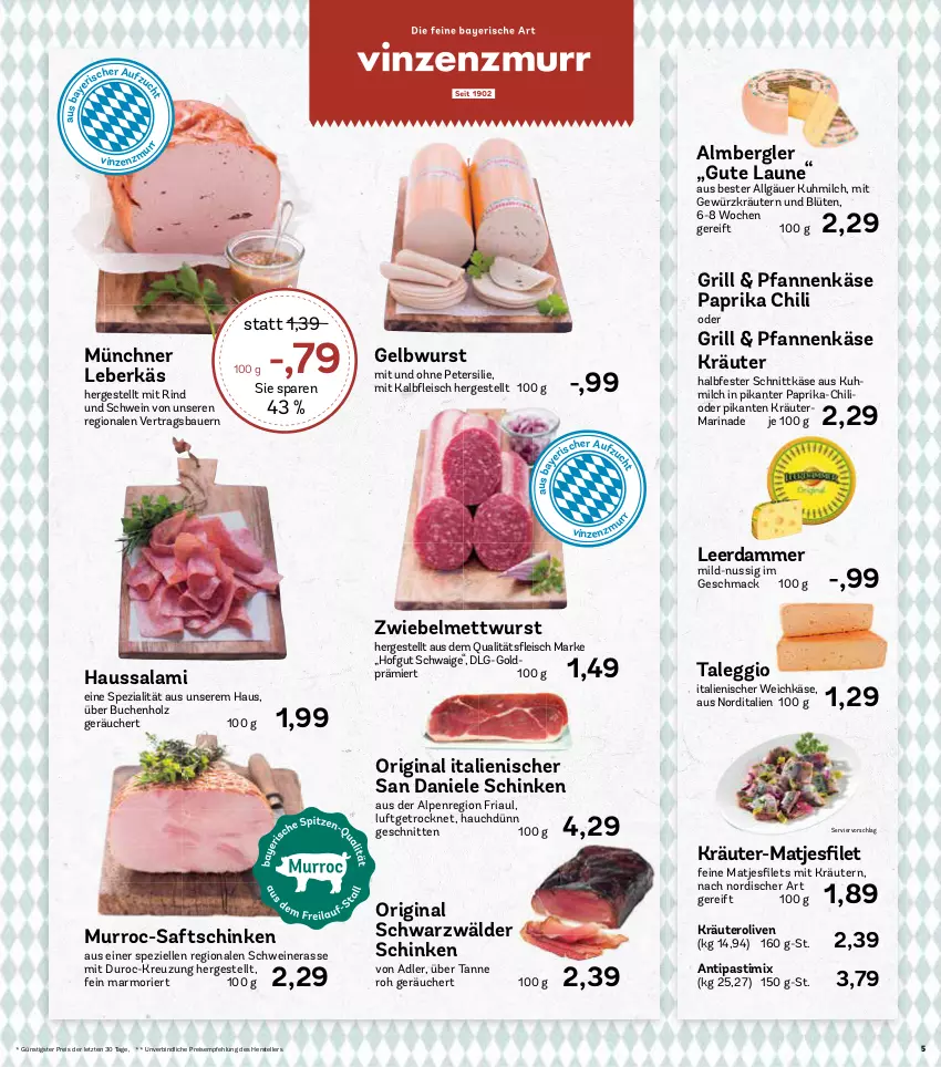 Aktueller Prospekt Aez - Prospekte - von 30.05 bis 04.06.2022 - strona 5 - produkty: antipasti, asti, auer, Bau, Bauer, Blüte, buch, chili, eis, elle, gewürz, gin, grill, halbfester schnittkäse, Haussalami, hofgut, Holz, Käse, kräuter, kräutern, leberkäs, leerdammer, LG, mac, marinade, matjes, Mett, mettwurst, milch, nuss, olive, oliven, paprika, petersilie, pfanne, pfannen, pfannenkäse, reis, Ria, rind, saft, saftschinken, salami, schinken, schnitten, schnittkäse, schwarzwälder schinken, schwein, schweine, Spezi, teller, Ti, weichkäse, wein, weine, wurst, ZTE, zwiebel, zwiebelmettwurst