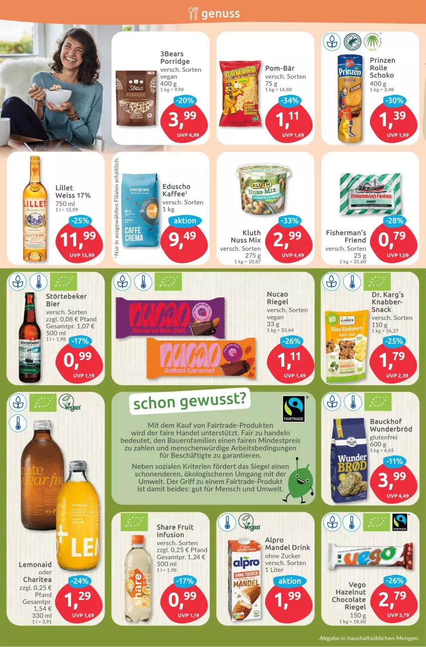 Aktueller Prospekt Budni - Prospekte - von 12.06 bis 17.06.2023 - strona 6 - produkty: alpro, auer, Bau, Bauer, bier, cola, drink, eduscho, eis, kaffee, lillet, mandel, mint, nuss, porridge, prinzen rolle, reis, riegel, Schere, schoko, snack, störtebeker, Ti, Tiere, zucker