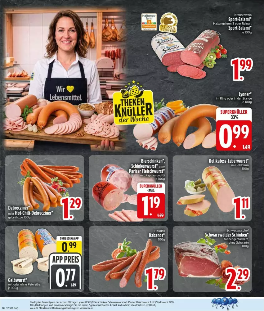 Aktueller Prospekt Edeka - Prospekte - von 03.08 bis 08.08.2026 - strona 14 - produkty: debrecziner, houdek, leberwurst, mit paprika, paprika, petersilie, salami, schinken, schwarzwälder schinken, schwein, Sport, Ti, wein, wurst