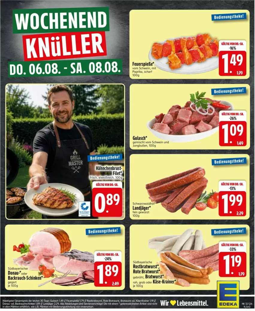 Aktueller Prospekt Edeka - Prospekte - von 03.08 bis 08.08.2026 - strona 28 - produkty: bratwurst, gewürz, gulasch, jungbullen, Käse, landjäger, mit paprika, paprika, Rauch, rostbratwurst, schinken, schwein, Ti, wein, wurst