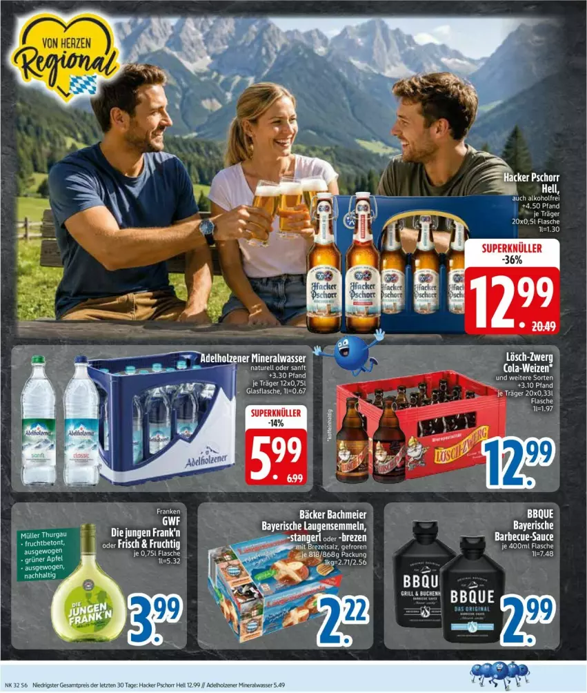 Aktueller Prospekt Edeka - Prospekte - von 03.08 bis 08.08.2026 - strona 8 - produkty: adelholzener, alkohol, Alwa, cola, eier, eis, flasche, hacker pschorr, Holz, mineralwasser, natur, reis, rel, Semmel, tee, Ti, wasser, ZTE