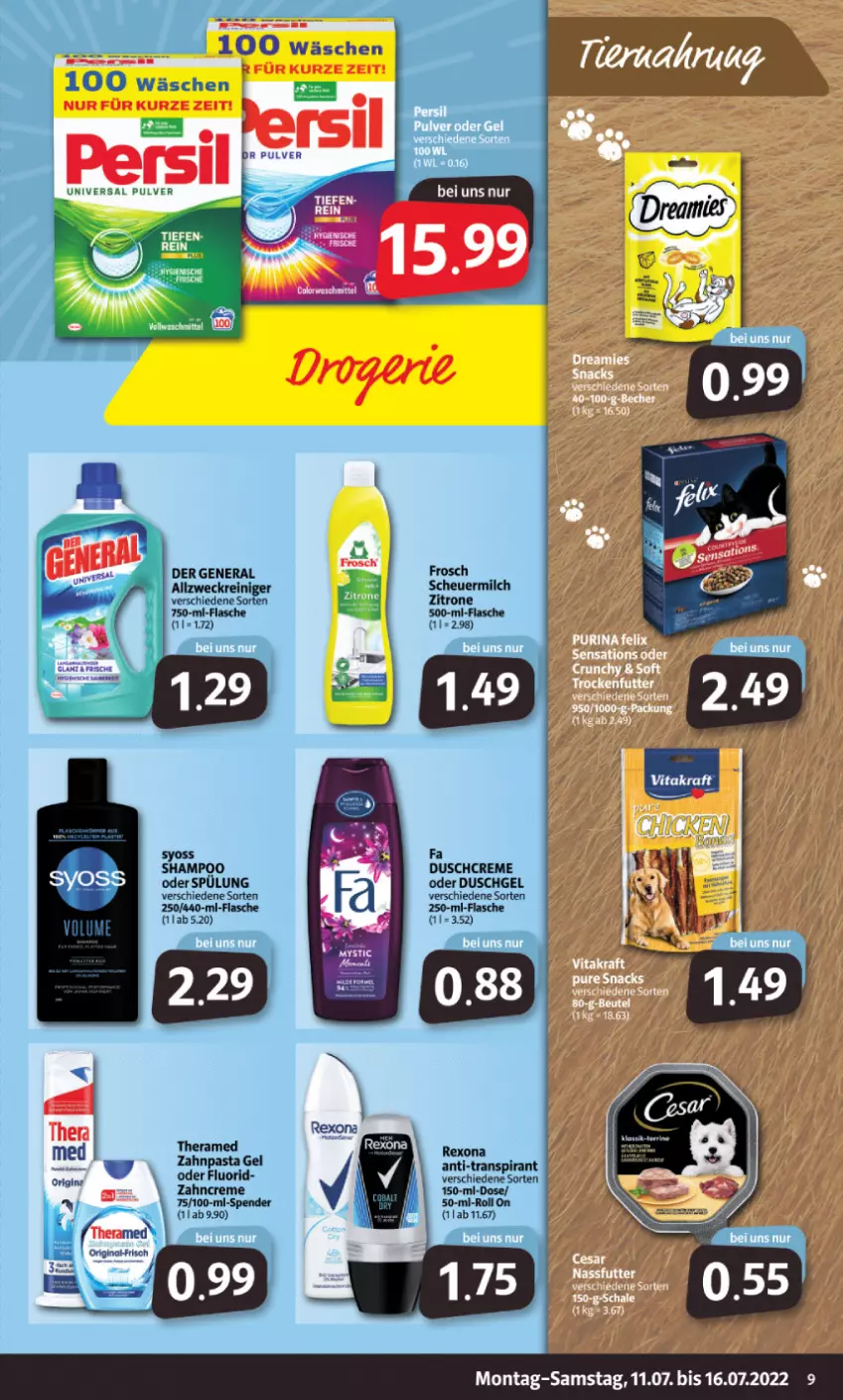 Aktueller Prospekt Markant - Prospekte - von 11.07 bis 16.07.2022 - strona 9 - produkty: creme, duschcreme, duschgel, kraft, rexona, shampoo, spülung, syoss, Ti, vita, vitakraft, Yo