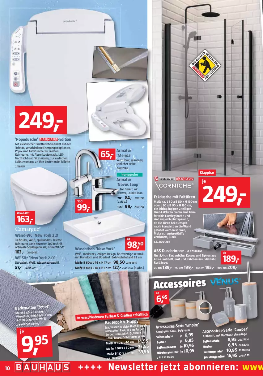 Aktueller Prospekt Bauhaus - Prospekte - von 02.07 bis 30.07.2022 - strona 11 - produkty: ACC, accessoires, armatur, auto, Bad, badematte, badteppich, bambus, Bau, Becher, Brei, bürste, bürsten, dusche, ecco, edelstahl, erde, garnitur, Holz, lack, mint, Mode, Nachtlicht, Rauch, Reinigung, Schal, Schale, Seife, seifenspender, teppich, Ti, tisch, waschtisch, wc-sitz, Yo, zott