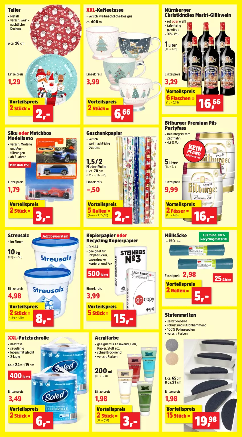 Aktueller Prospekt Thomas Philipps - von 08.12 bis 13.12.2025 - strona 19 - produkty: auto, Berger, bitburger, burger, Clin, dell, din a4, drucker, eimer, eis, elle, flasche, Geschenkpapier, gewürz, Glühwein, Holz, kaffee, Kindle, kopierpapier, Laserdrucker, lebensmittel, Mode, Modellauto, nürnberger, papier, pils, premium pils, recyclingmaterial, reis, Ria, salz, Stufenmatten, tasse, teller, Ti, tuc, vorteilspreis, wein