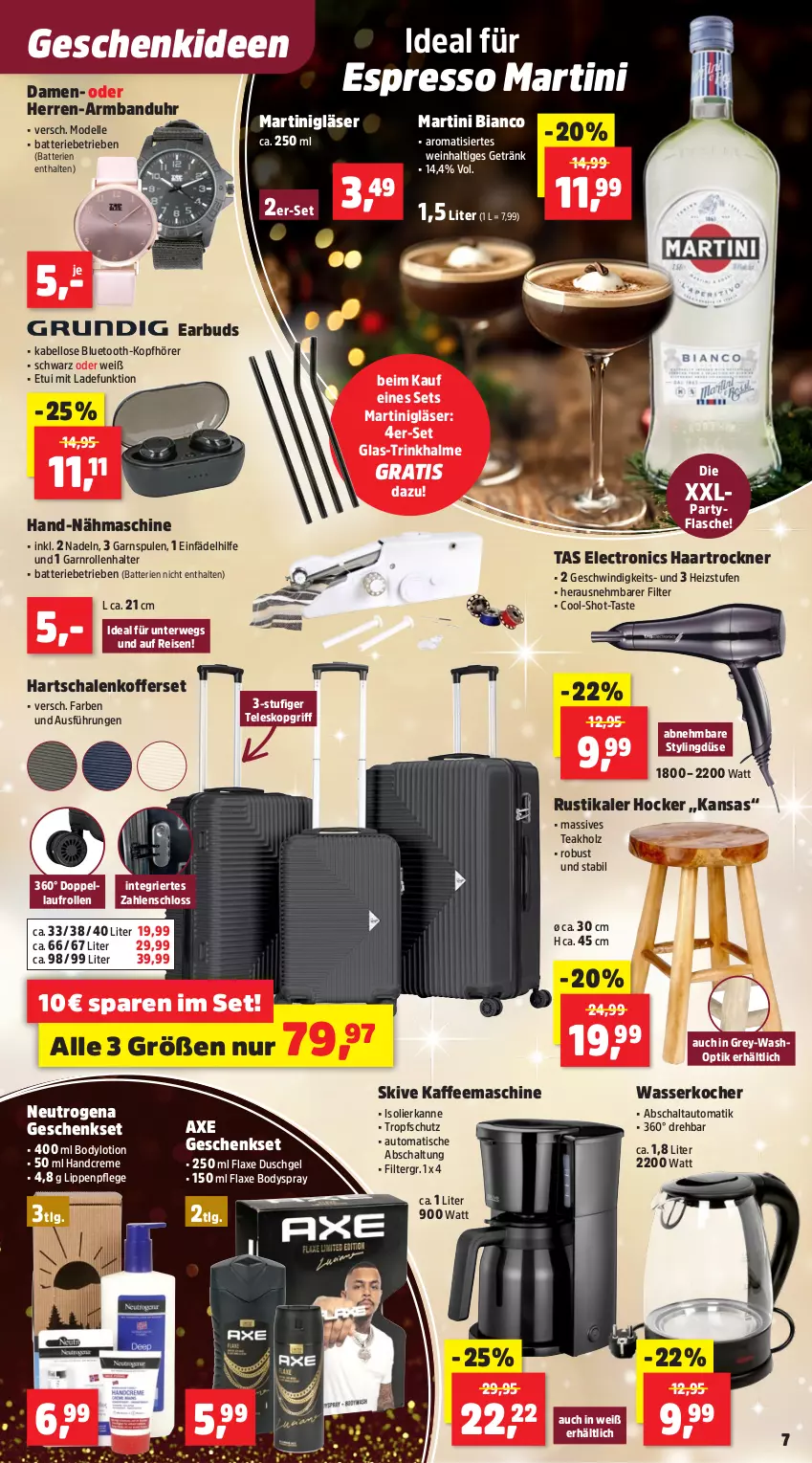Aktueller Prospekt Thomas Philipps - von 08.12 bis 13.12.2025 - strona 9 - produkty: Armband, Armbanduhr, auto, axe, axe duschgel, batterie, batterien, body, bodylotion, bodyspray, creme, dell, duschgel, eis, elle, espresso, flasche, geschenkset, getränk, Gläser, haartrockner, handcreme, Hartschalenkoffer, hocker, Holz, isolierkanne, kaffee, kaffeemaschine, Kocher, koffer, kopfhörer, LG, Lippenpflege, Lotion, martini, Mode, Nähmaschine, neutrogena, reis, rwe, Schal, Schale, Teleskop, Ti, tisch, Trinkhalme, Trockner, uhr, wasser, wasserkocher, wein