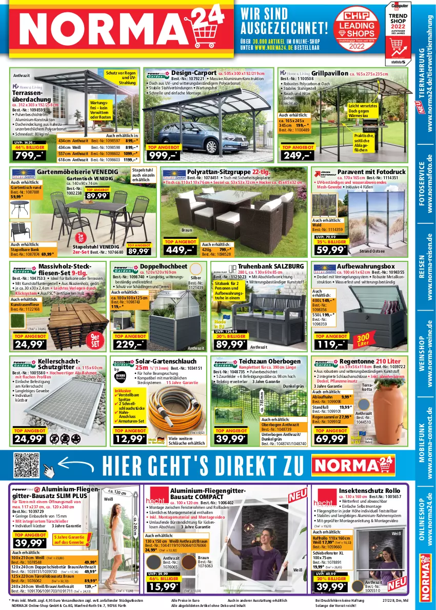 Aktueller Prospekt Norma - Norma - von 24.06 bis 10.07.2022 - strona 1 - produkty: angebot, armatur, armaturen, aufbewahrungsbox, Bank, Bau, Bona, braun, bürste, bürsten, Carport, decke, Deckel, deo, eis, elle, fenster, fliegengitter, Garten, gartenmöbel, gartenschlauch, gartentisch, glasplatte, grill, Grillpavillon, hocker, Holz, kunstrasen, latte, Laufen, LG, Liege, möbel, ndk, Paravent, pavillon, pflanze, pflanzen, rasen, Rauch, reis, Ria, riegel, ring, rwe, salz, schlauch, schläuche, sekt, senf, sessel, sitzbank, stapelstuhl, stuhl, Terrassenüberdachung, Ti, Tiere, tiernahrung, tisch, wasser, wein, weine, weinshop, ZTE