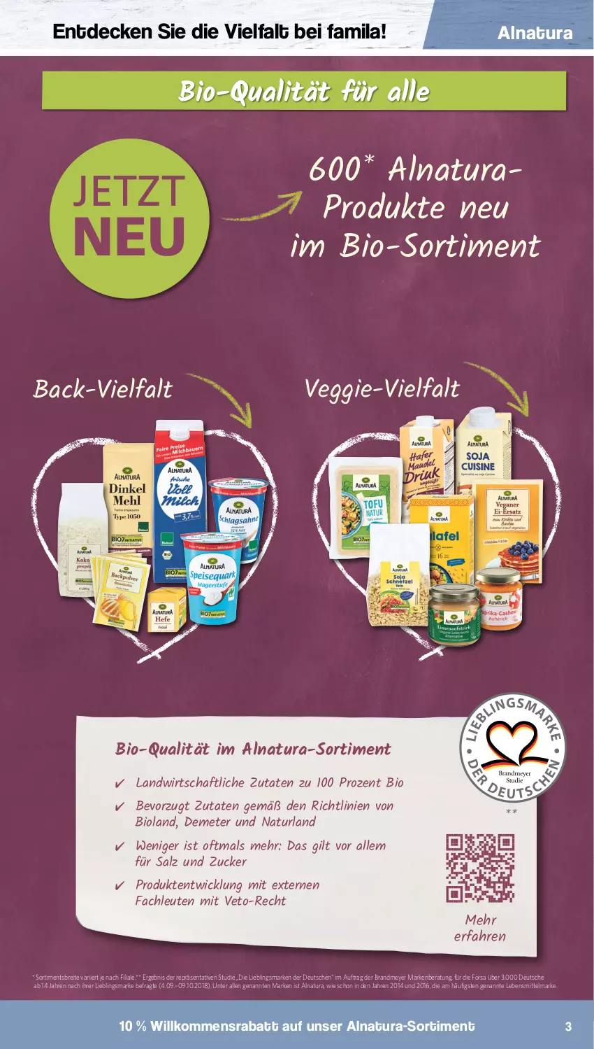 Aktueller Prospekt Famila - Prospekte - von 02.05 bis 07.05.2022 - strona 3 - produkty: bio, bioland, Brei, decke, lebensmittel, natur, natura, naturland, salz, Ti, veggie, WICK, zucker