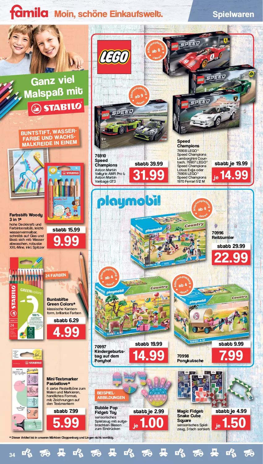 Aktueller Prospekt Famila - Prospekte - von 02.05 bis 07.05.2022 - strona 34 - produkty: buntstifte, champion, eis, Kinder, kraft, LEGO®, spee, spielwaren, spielzeug, stifte, textmarker, Ti, wasser