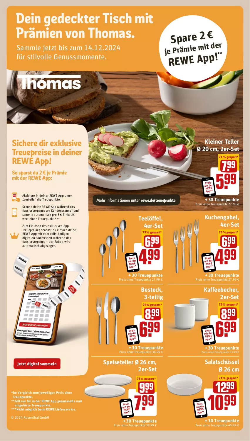 Aktueller Prospekt Rewe - Prospekte - von 28.10 bis 02.11.2024 - strona 19 - produkty: auto, Becher, besteck, eis, elle, ente, gabel, kaffee, kaffeebecher, kuchen, leine, lieferservice, Löffel, nuss, reis, rosen, salat, Scanner, schüssel, Speiseteller, tee, teller, Ti, tisch