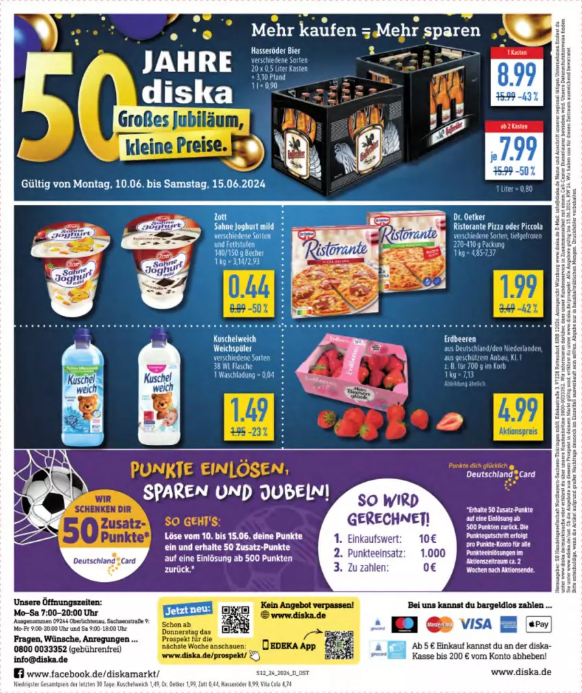 Aktueller Prospekt Diska - von 10.06 bis 15.06.2024 - strona 14 - produkty: angebot, angebote, Astra, Bau, bier, cola, deka, Dr. Oetker, eier, eis, ente, hasseröder, Kuschelweich, pizza, reis, ring, ristorante, ristorante pizza, sac, Schütze, tee, Ti, uhr, vita, Vita C, zott, ZTE