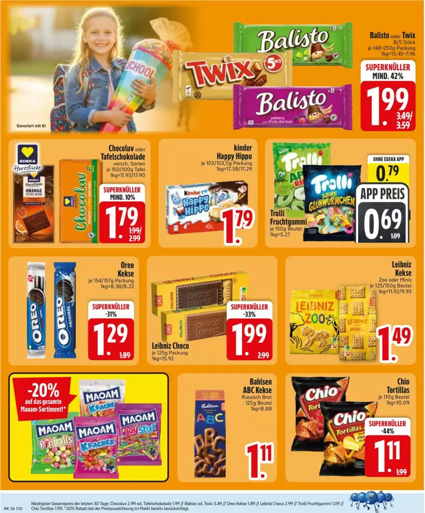 Aktueller Prospekt Edeka - Prospekte - von 31.08 bis 05.09.2026 - strona 12 - produkty: balisto, beutel, brot, leibniz, oder twix, oreo, russisch brot, twix